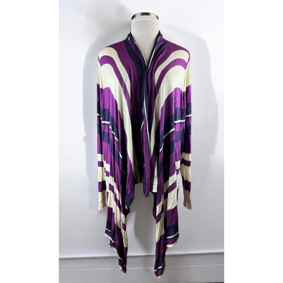 Lane Bryant Tops - Lane Bryant Open Front Drape Lightweight Cardigan Purple Striped Plus Size 26/28